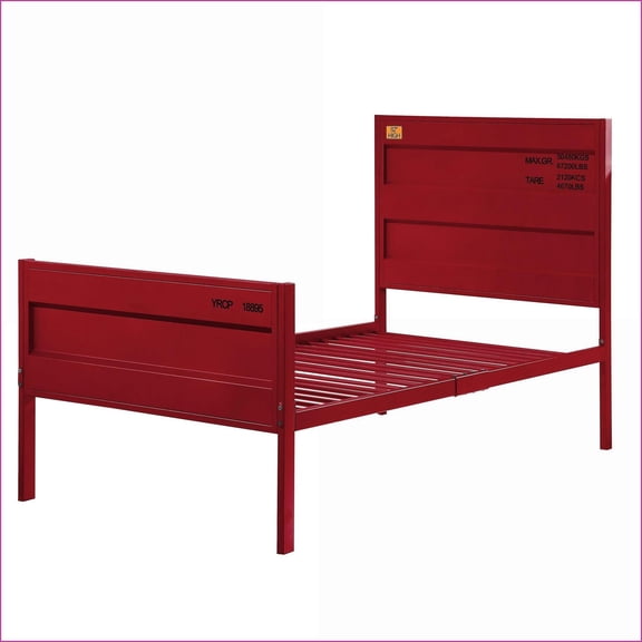 Twin Size Red Metal Platform Bed - Cargo Container Industrial Design with Sturdy Frame for Bedroom