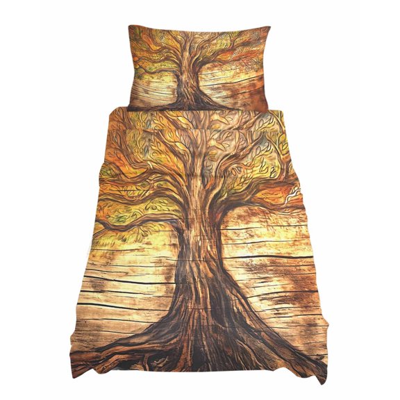 Twin Size Retro Sheet Sets Tree Planks Branches Wood Grain Soft Breathable Microfiber Bed Sheets Deep Pockets 4 Piece Bed Sheets Set, 1 Fitted Sheet, 1 Flat Sheet & 1 Pillowcases