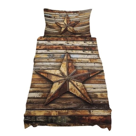 Twin Size Retro Star Sheet Sets Abstract Metal Stars Old Weathered Wood Grain Soft Breathable Microfiber Bed Sheets Deep Pockets 4 Piece Bed Sheets Set, 1 Fitted Sheet, 1 Flat Sheet & 1 Pillowcases