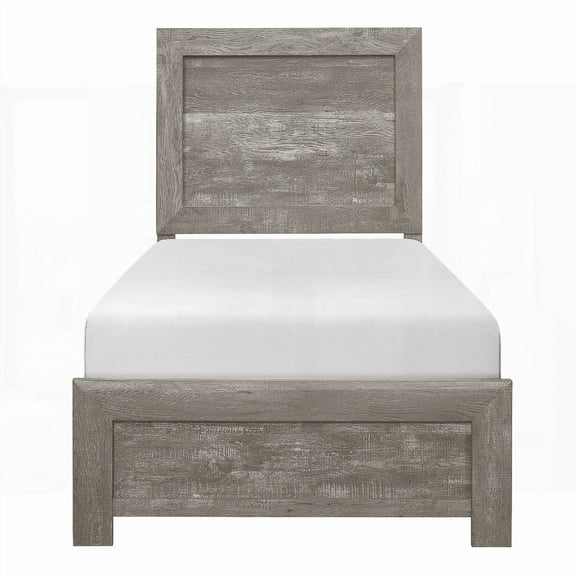 Rustic Gray Finish 1pc Twin Size Panel Bed for Wooden Bedroom Furniture - Boxed for Convenience