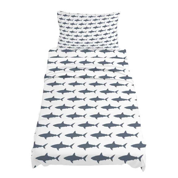 Twin Size Sharks Sheet Sets Cartoon Animals Texture Modern Style Soft Breathable Microfiber Bed Sheets Deep Pockets 4 Piece Bed Sheets Set, 1 Fitted Sheet, 1 Flat Sheet & 1 Pillowcases