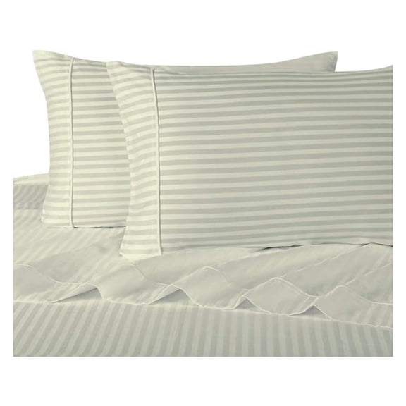 Twin Size Sheets, , 100% Cotton Sheets, Deep Pocket, Cool Cotton Sateen, Smooth Striped Pattern Weaved Bed Sheets