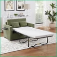 thumbnail image 1 of Twin Size Sleeper Sofa Loveseat – Corduroy Upholstery with Foldable Table, USB Ports & Storage | Green | Corduroy | Cushion Back | Square Arms, 1 of 26