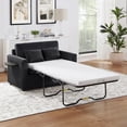 thumbnail image 1 of Twin Size Sofa Bed 47.2" Sleeper Sofa Loveseat Sofa with a Foldable Mattress, a Foldable Side Table, a Side Storage Pocket and Two USB Ports for Living Room, Black, 1 of 26