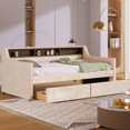 thumbnail image 1 of Twin Size Sofa Bed, Sofa Bed Frame With 2 Drawers, Velvet Upholstered Back, Wooden Frame, Solid Wood + MDF No Springs Required, Sofa Bed For Bedroom, Living Room, 1 of 9