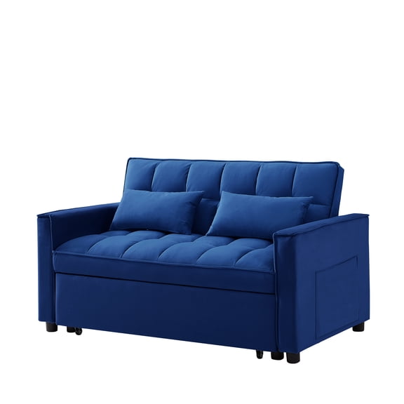 Twin Size Sofa Beds Modern 2-Seater Sofa, 54" Pull-Out Sleeper Sofa Bed for Living Room, Dark Blue,Sleeper Sofa