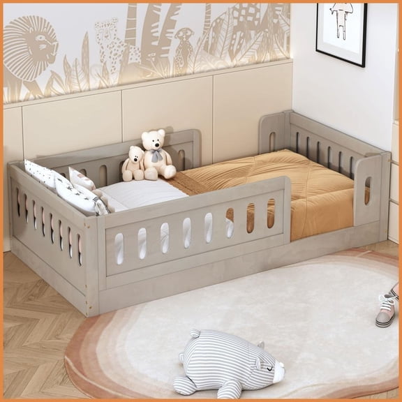 Twin Size Solid Pine Wood Platform Bed Frame - No Box Spring Needed, Natural Finish for Guest/Small Rooms