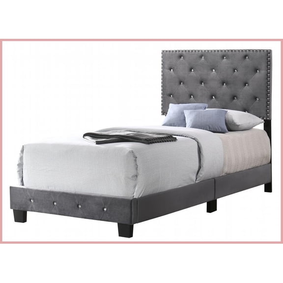 Twin Size Solid Storage Bed Frame Gray - Quick Assembly with 47"H x 42"W x 77"D for Any Bedroom