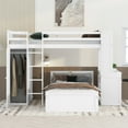 thumbnail image 1 of Twin Size Solid Wood Loft Bed with a Stand-alone bed, Shelves, Desk, and Wardrobe, Multifunctional Loft Bed with Ladder, Shelves, Wooden Loft Bed, No Box Spring Needed(White), 1 of 8