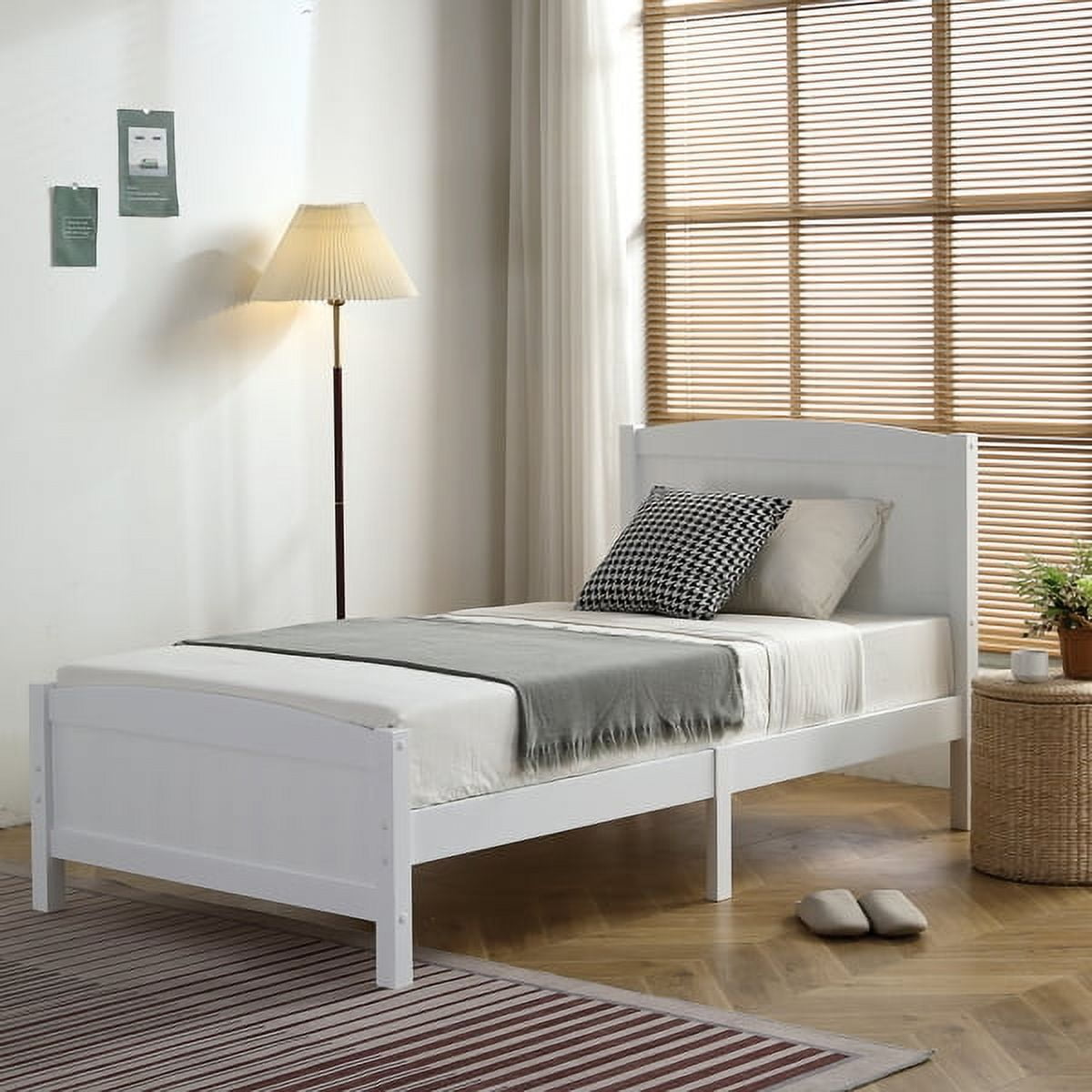 Twin Size Solid Wood Platform Bed Frame, 3.93" Closely Spaced Slats, 8.66" Under-Bed Storage, 330lbs Capacity, No Box Spring Needed