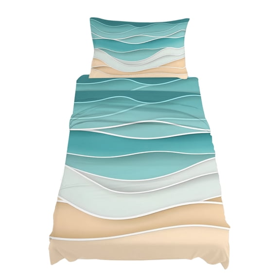 Twin Size Teal Ripple Sheet Sets Teal Wave Gradient Abstract Line Soft Breathable Microfiber Bed Sheets Deep Pockets 4 Piece Bed Sheets Set, 1 Fitted Sheet, 1 Flat Sheet & 1 Pillowcases