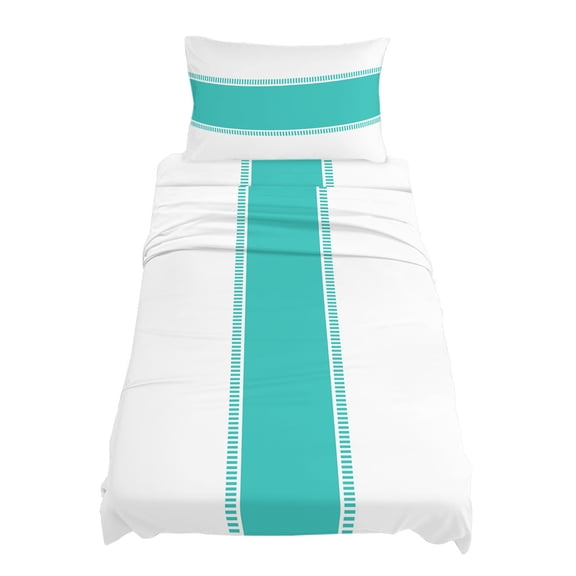 Twin Size Teal Sheet Sets Stripes Solid Color Soft Breathable Microfiber Bed Sheets Deep Pockets 4 Piece Bed Sheets Set, 1 Fitted Sheet, 1 Flat Sheet & 1 Pillowcases