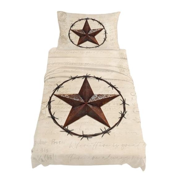 Twin Size Texas Star Sheet Sets Country Star Retro Background Soft Breathable Microfiber Bed Sheets Deep Pockets 4 Piece Bed Sheets Set, 1 Fitted Sheet, 1 Flat Sheet & 1 Pillowcases