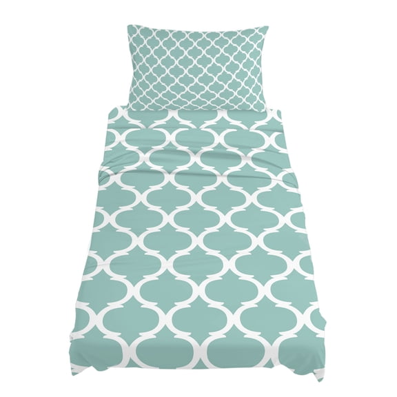Twin Size Turquoise Morocco Sheet Sets Trellis Cyan Geometric Abstract Soft Breathable Microfiber Bed Sheets Deep Pockets 4 Piece Bed Sheets Set, 1 Fitted Sheet, 1 Flat Sheet & 1 Pillowcases