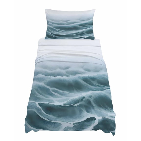 Twin Size Turquoise Ombre Sheet Sets Modern Abstract Watercolor Art Soft Breathable Microfiber Bed Sheets Deep Pockets 4 Piece Bed Sheets Set, 1 Fitted Sheet, 1 Flat Sheet & 1 Pillowcases