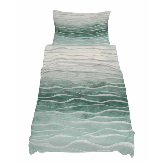 Twin Size Turquoise Ombre Sheet Sets Moire Modern Abstract Art Soft Breathable Microfiber Bed Sheets Deep Pockets 4 Piece Bed Sheets Set, 1 Fitted Sheet, 1 Flat Sheet & 1 Pillowcases