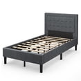 thumbnail image 1 of Twin Size Upholstered Bed Frame Button Tufted Foundation Gray, 1 of 8