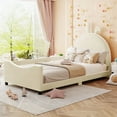 thumbnail image 1 of Twin Size Upholstered Daybed, Cute Velvet Sofa Bed with Rabbit Ear Shaped Headboard, Wooden Platform Bed Frame for Teens Adults, No Box Spring Needed, Beige, 1 of 9