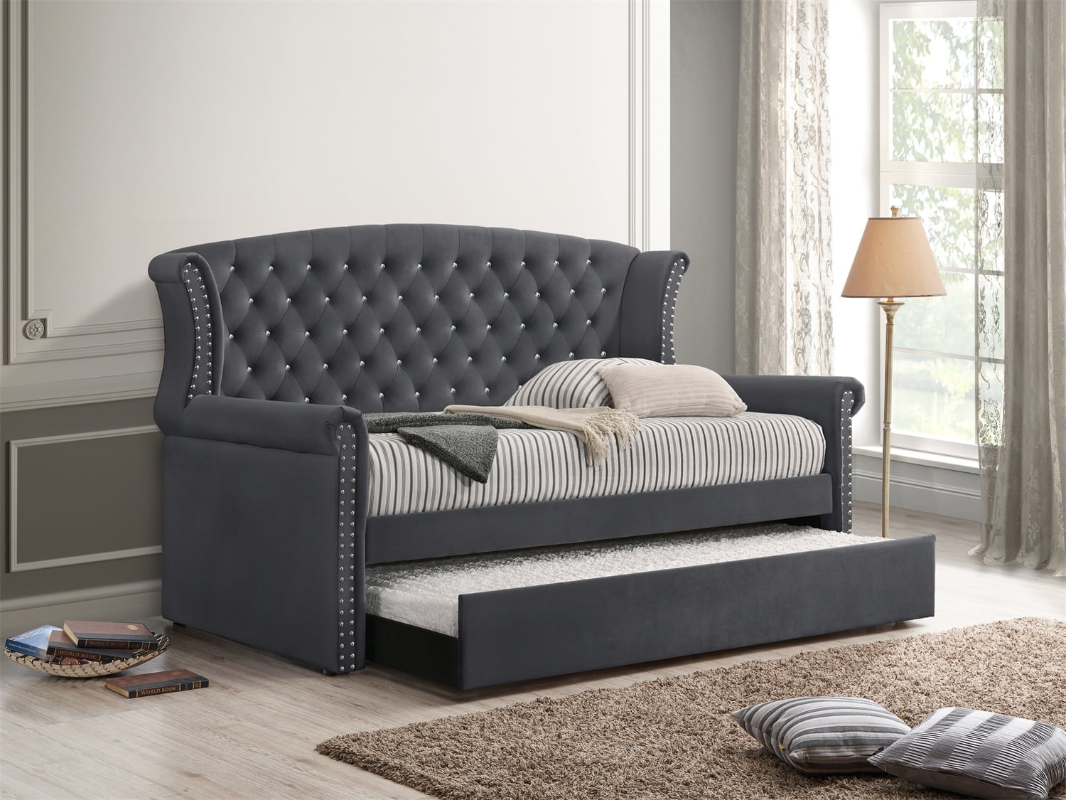 Tufted daybed with sale pop up trundle