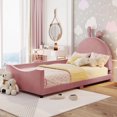 thumbnail image 1 of [Luckynote]Twin Size Upholstered Daybed with Rabbit Ear Shaped Headboard, Pink, 1 of 10