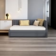 thumbnail image 1 of Twin Size Upholstered Daybed with Trundle Sofa Bed Frame No Box Spring Needed, Linen Fabric, Gray, 1 of 8