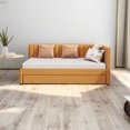 thumbnail image 1 of Twin Size Upholstered Daybed with Trundle Sofa Bed Frame No Box Spring Needed, Linen Fabric, Yellow, 1 of 6