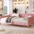 thumbnail image 1 of Twin Size Upholstered Daybed with Wooden Legs, Sofa Bed for Living Room and Guest Room, 1 of 9