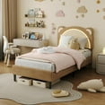 thumbnail image 1 of Twin Size Upholstered Platform Bed Frame with Adjustable LED Headboard, Sturdy Wooden Slats, Modern Smart Light Design, No Box Spring Needed for Bedroom, Yellow, 1 of 8
