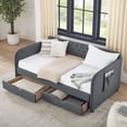 thumbnail image 1 of Twin Size Upholstery Daybed with Trundle Bed and Storage Drawers, Expandable from Twin to King, Linen Daybed for Bedroom and Living Room, Dark Gray, 1 of 8