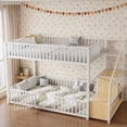 thumbnail image 1 of Twin Size Versatile Loft Bed with No Slat Floor Bed & Safety Guardrails, Kids Storage Bunk Bed Frame with Stair, 1 of 8