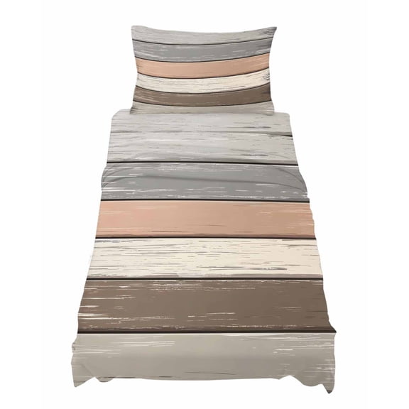 Twin Size Vintage Dark Grey Stripes Sheet Sets Peeling Paint Effect Theme Soft Breathable Microfiber Bed Sheets Deep Pockets 4 Piece Bed Sheets Set, 1 Fitted Sheet, 1 Flat Sheet & 1 Pillowcases