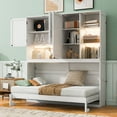 thumbnail image 1 of Twin Size Wall Murphy Bed with Top Cabinet, Shelves ,Space Saving Foldable Bed with Light & USB,White, 1 of 9