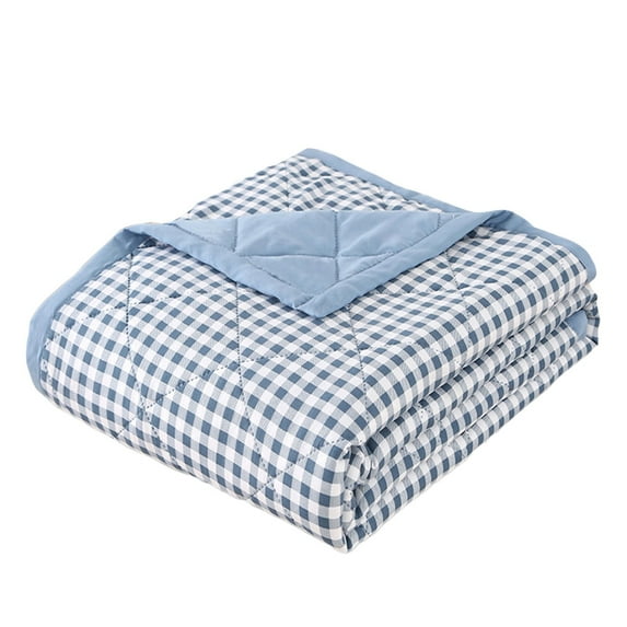Twin Size Washed Cotton Quilt Blanket, Skin-Friendly Cool Summer Thin Comforter, Lightweight Bed Blanket for All Seasons, 78.74x59.05 Inches