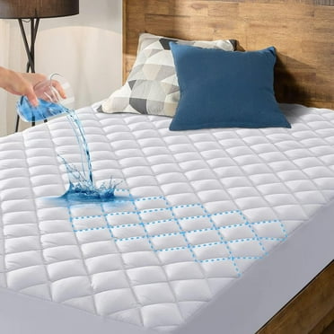 Twin Size Waterproof Mattress Pad Protector, Breathable Quilted Mattress Cover Noiseless Waterproof Fitted Sheet Mattress Topper Upto 21" Deep Pocket