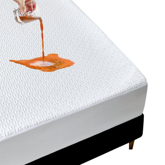 Twin Size Waterproof Mattress Protector, 3D Breathable Viscose from Bamboo Mattress Pad, Soft Noiseless Mattress Cover Bed Cover Fitted 8''-21'' Deep Pocket, Machine Washable, White