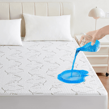 Twin Size Waterproof Mattress Protector, Breathable Bamboo Viscose Waterproof Mattress Pad, Hypoallergenic &Noiseless Mattress Cover with 8-21"Deep Pocket