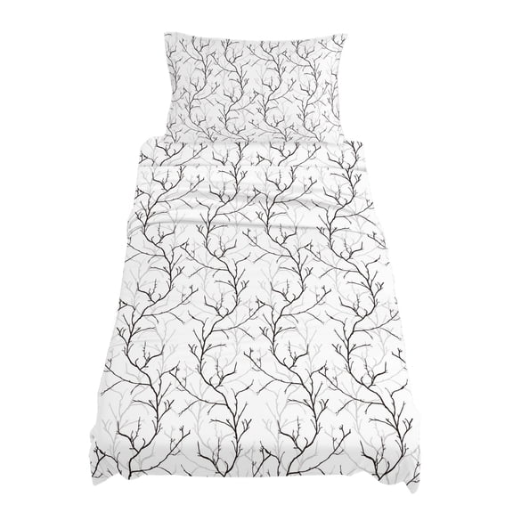 Twin Size White Tree Branch Sheet Sets Retro Classic Art White Black Tree Branches Flower Soft Breathable Microfiber Bed Sheets 4 Piece Bed Sheets Set, 1 Fitted Sheet, 1 Flat Sheet & 1 Pillowcases