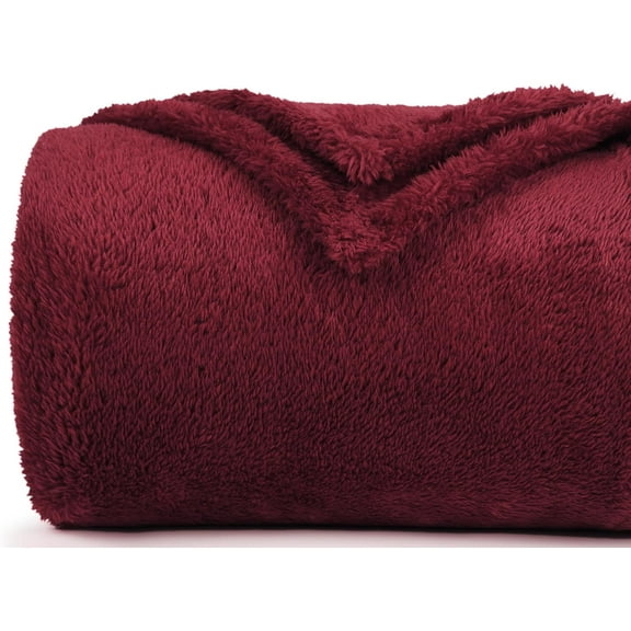 Twin Size Wine Red Blanket, Throw Twin Soft Flannel Fleece Blankets, All Season Lightweight Warm Bed Throws, 60 x 80 Inch