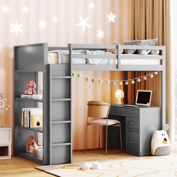 Twin Size - With Ladder and Desk - Study Area - Provide Comfortable Study Space