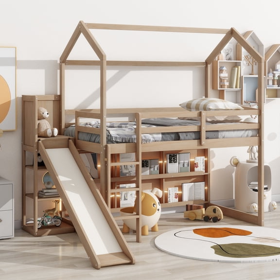 Twin Size Wood House Loft, Durable Build, Quality Materials, Sturdy Construction
