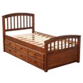 thumbnail image 1 of Twin Size Wood Platform Bed Frame with 6 Storage Drawers, Headboard and 10 Slats, 1 of 8