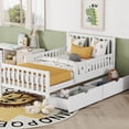 thumbnail image 1 of Twin Size Wood Platform Bed With Guardrails And Storage - White Appeal Ahead & Two Drawers, 1 of 7