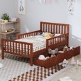 thumbnail image 1 of Twin Size Wood Platform Bed with Guardrails on Both Sides and Two Storage Drawers, 1 of 9