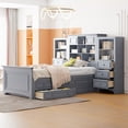thumbnail image 1 of [Luckynote]Twin Size Wood Platformbed with Vertical All-in-One Cabinet and 4 Drawers on each side, Gray, 1 of 10