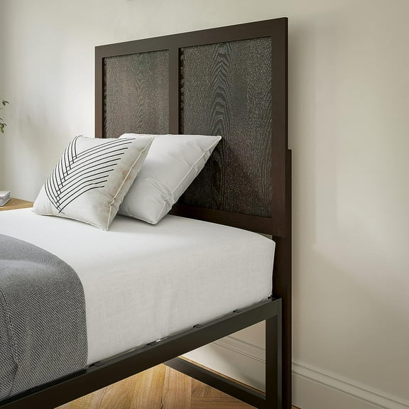 Twin Size Wooden Headboard Only, Two Panel Headboard in Dark Brown