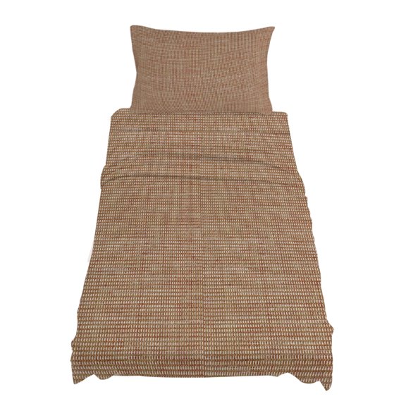 Twin Size Woven Texture Sheet Sets Terracotta Straw Weave Check Rustic Farmhouse Soft Breathable Microfiber Bed Sheets Deep Pockets 4 Piece Set, 1 Fitted Sheet, 1 Flat Sheet & 1 Pillowcases