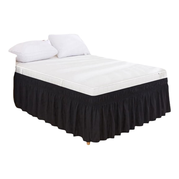 Twin Size Wrap Around Bed Skirt for 16" Drop Beds, Adjustable Elastic Dust Ruffles Bed Skirt, Easy Fit Wrinkle & Fade Resistant Bed Frame Cover, Machine Washable