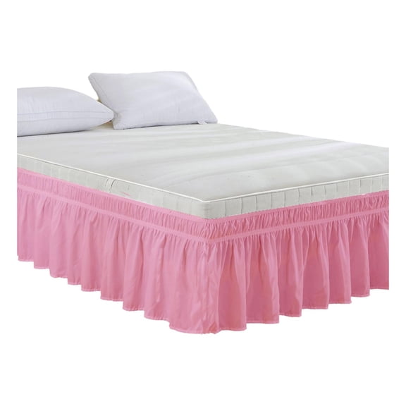Twin Size Wrap Around Bed Skirt for 16" Drop Beds, Adjustable Elastic Dust Ruffles Bed Skirt, Easy Fit Wrinkle & Fade Resistant Bed Frame Cover, Machine Washable