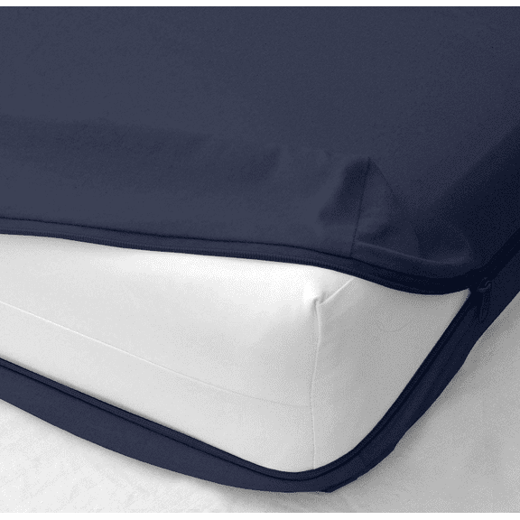 Twin Size Zipper Fitted Sheet 1 Piece - 14" Deep Pocket - 100% Microfiber - Soft and Comfortable - 3 Side Zipper – Navy Blue