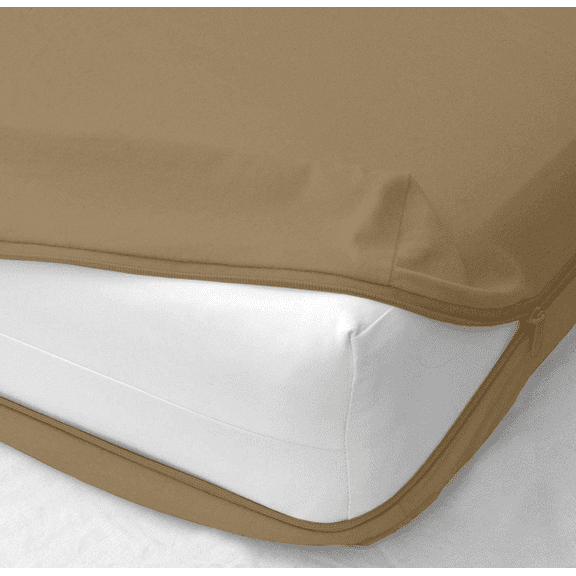Twin Size Zipper Fitted Sheet 1 Piece - 22" Deep Pocket - 100% Microfiber - Soft and Comfortable - 3 Side Zipper – Taupe
